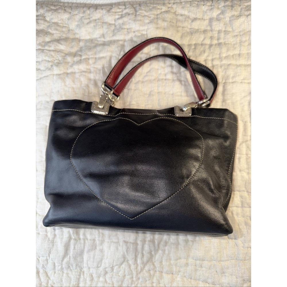 NWOT Brighton Black Reversible Heart Stitch Handbag